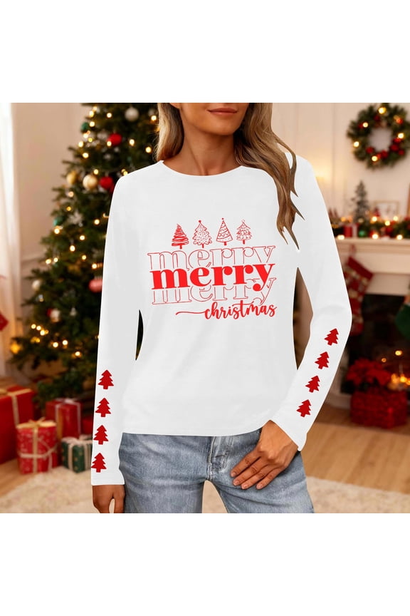 Womens Loose Long Sleeve T Shirts 2025 Basic Crewneck Tee Fall Tops Casual Workout Christmas Clothes