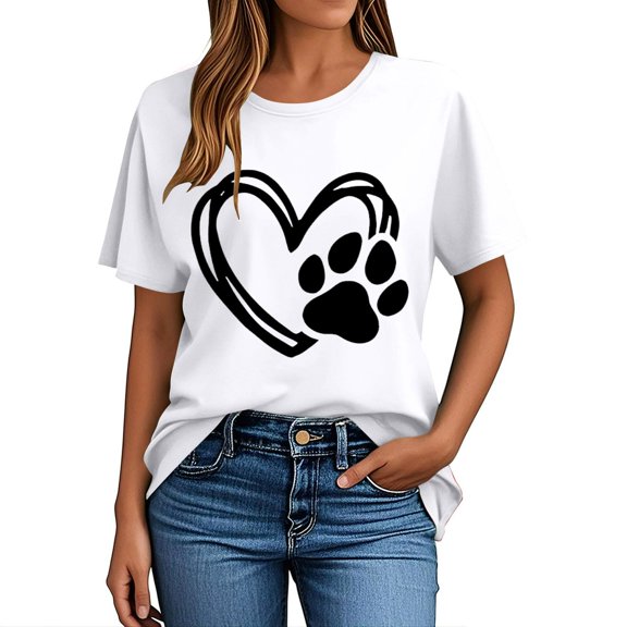 Neewe Womens Love Heart Shirts Short Sleeve Valentines Crewneck Colorful Heart Graphic Tees Tops