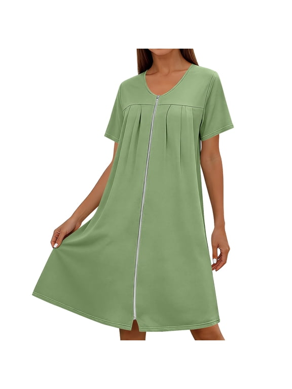 Womens Nightgown House Dresses for Women with Pockets Short Sleeve Moo Moos Floral Print Mumu Dresses