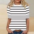 thumbnail image 1 of Neewe Womens Oversized Striped Tee Shirt Summer Casual Color Block Half Sleeve Crew Neck Tunic Tops, 1 of 5