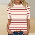 thumbnail image 1 of Neewe Womens Oversized Striped Tee Shirt Summer Casual Color Block Half Sleeve Crew Neck Tunic Tops, 1 of 5