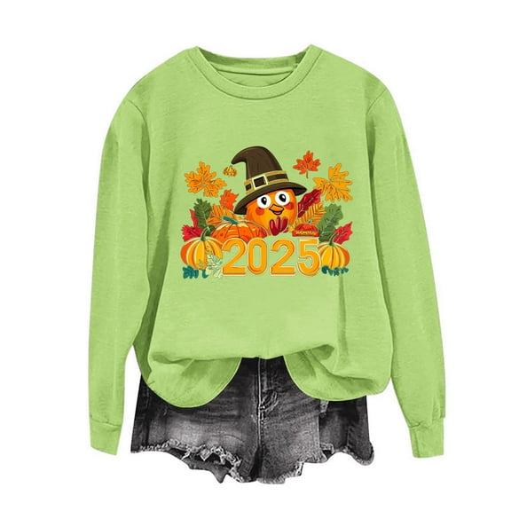 Neewe Womens Oversized Sweatshirts Thanksgiving Printed Hoodies Fleece Crewneck Sweaters Casual Tops Comfy Fall Fashion Outfits Winter Clothes 2025