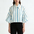 thumbnail image 1 of Neewe Womens Print Button Down Shirts Lapel V Neck 3/4 Sleeve Casual Blouses Summer Loose Fit Tops, 1 of 8