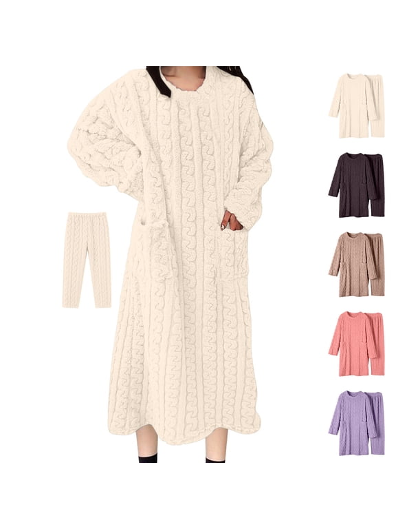 Womens Robes Warm Plush Winter Robe, Pullover Long Fleece Bath Robes Female, Bathrobes for Women