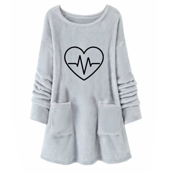 Neewe Womens Sherpa Fleece Pullover Soft Oversized Sweatshirt with Pockets Warm Fuzzy Sweater