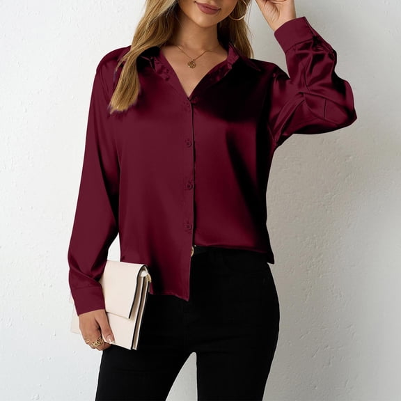 Neewe Womens Soft Satin Silk Leopard Button Down Shirts for Women Silky Long Sleeve Work Shirt Dress Blouses Tops