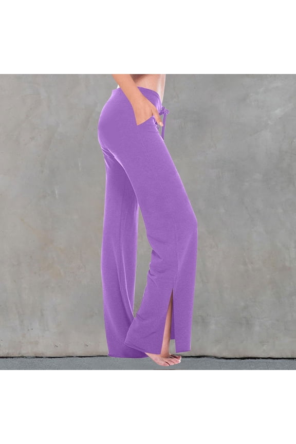 Womens Split Hem Legging Workout High Waist Mini Flared Leggings Casual Workout Gym Yoga Pants