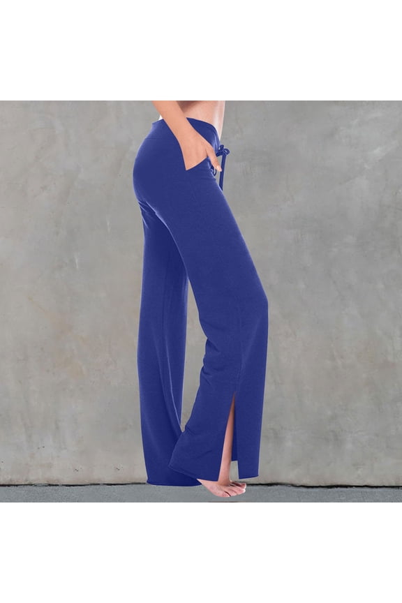 Womens Split Hem Legging Workout High Waist Mini Flared Leggings Casual Workout Gym Yoga Pants
