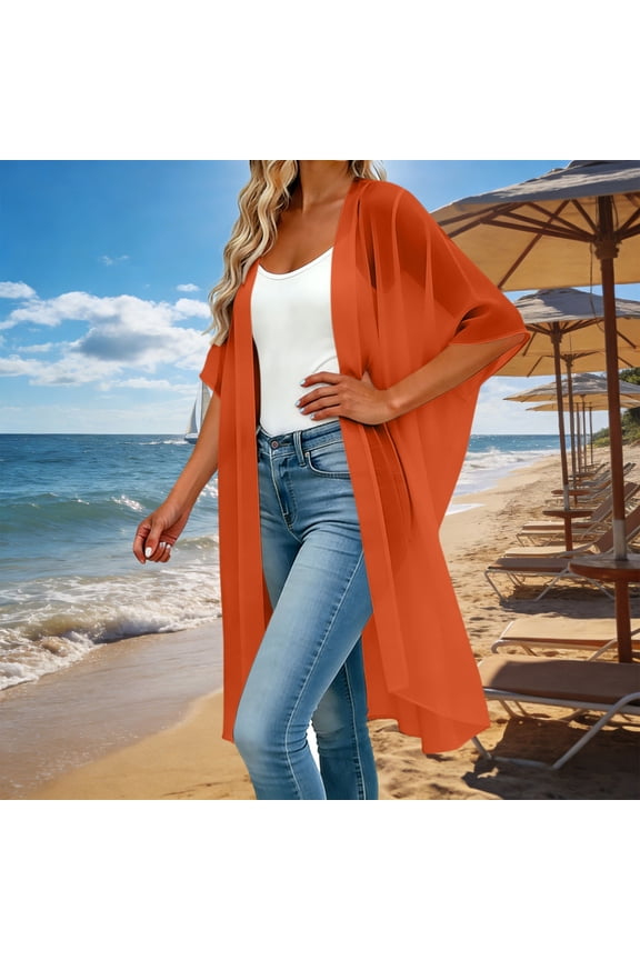 Womens Summer Lightweight Cardigan Cover Up Open Front Plain Half Sleeve Summer Cardigans