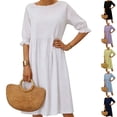thumbnail image 1 of Neewe Womens Summer Shirt Dress 2026 Short Sleeve Dress Casual Loose Flowy Beach Sundress, 1 of 8
