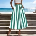 thumbnail image 1 of Neewe Womens Summer Striped Maxi Skirts A-Line Elastic Waist Skirt Pleated Casual Loose Daily Outfits, 1 of 6