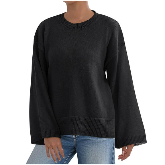 Neewe Womens Sweaters 2025 Casual Crewneck Long Sleeve Lightweight Knit Pullover Sweater Tops Fall Clothes