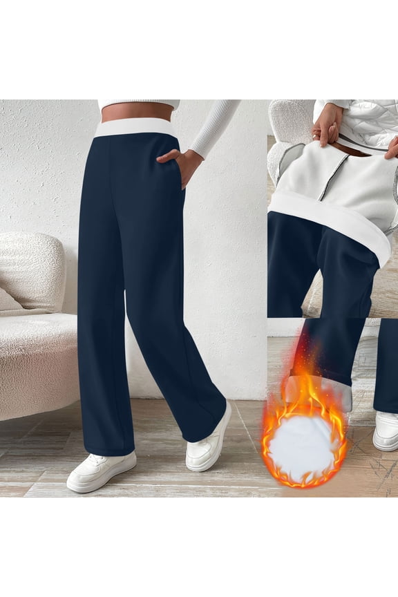 Womens Sweatpants 2025 Fall Baggy Wide Leg Sweatpant Fleece Lined Straight Leg Sweat Pants