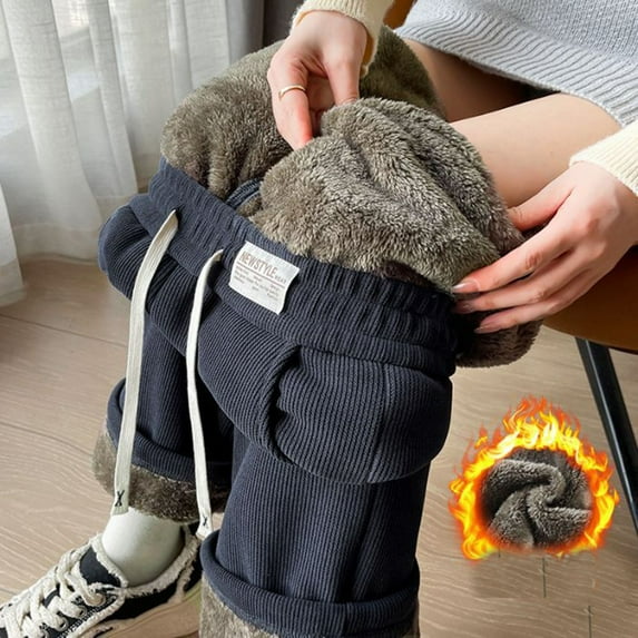 Neewe Womens Sweatpants 2025 Fall Baggy Wide Leg Sweatpant Fleece Lined Straight Leg Sweat Pants