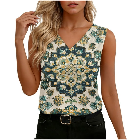 Neewe Womens Tank Tops 2026 Spring Summer Vacation Outfits V Neck Loose Sleeveless Blouse Casual Shirts Fashion Clothes
