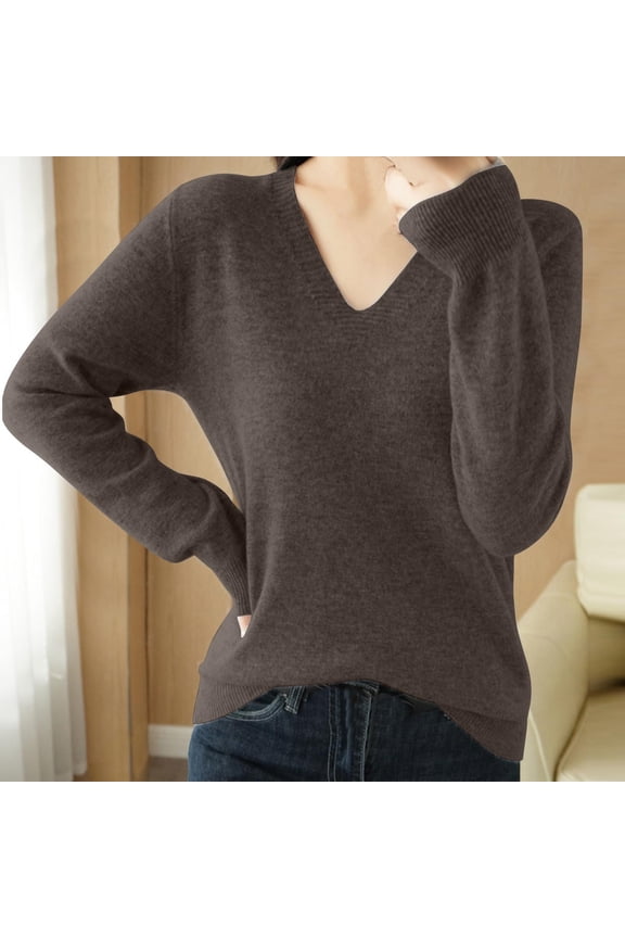Womens V Neck Sweaters Shirts Long Sleeve Lightweight Ribbed Knit Pullover Sweater Blouse Tops