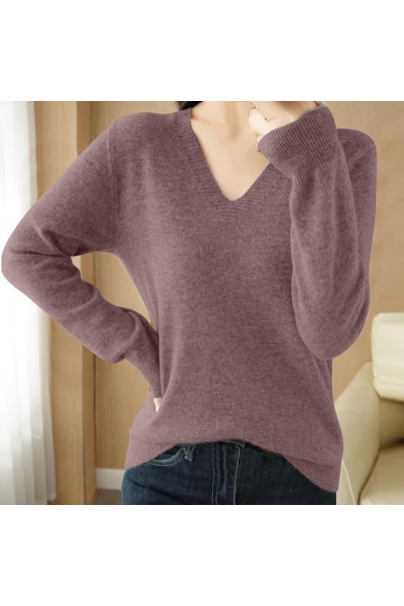 Womens V Neck Sweaters Shirts Long Sleeve Lightweight Ribbed Knit Pullover Sweater Blouse Tops