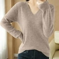 thumbnail image 1 of Neewe Womens V Neck Sweaters Shirts Long Sleeve Lightweight Ribbed Knit Pullover Sweater Blouse Tops, 1 of 7