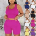 thumbnail image 1 of Neewe Womens Workout Sets 2 Piece - Seamless Yoga Outfits Shorts and Crop Top Matching Gym Athletic Clothing Set-Yellow 2XL, 1 of 7