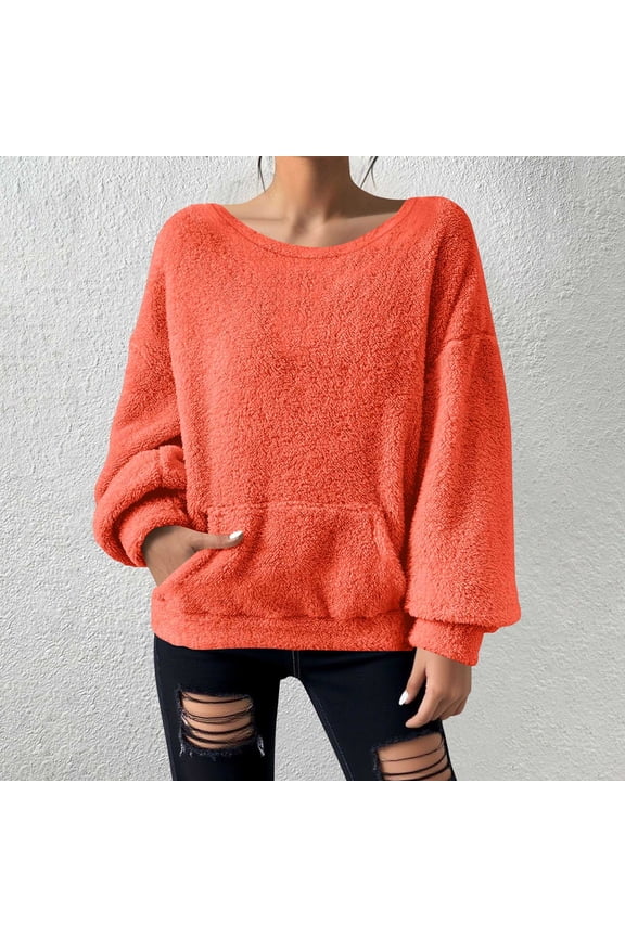 Womens Zip Fleece Pullover Comfy Sweatshirt Long Sleeve Button Down Sweater Winter Fleece Jacket with Pockets