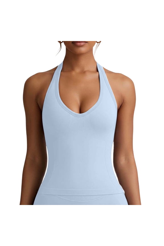 Workout Tank Tops for Wome Summer Seamless Full Length Gym Tops Athletic Yoga Top Built in Bra