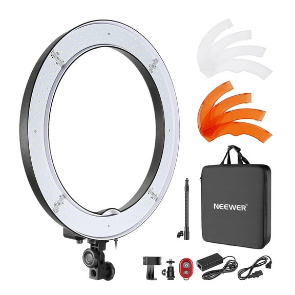 Neewer 18-inch LED Ring Light with 240 LEDs Color Filter, Soft Tube and Carrying Bag, Compatible with Camera and Smartphones