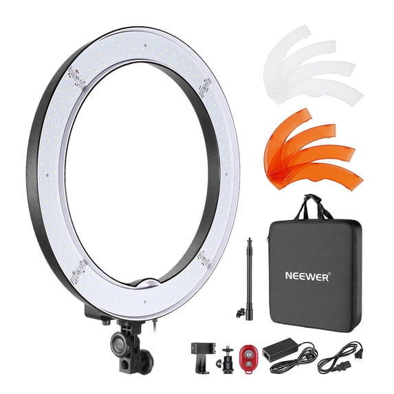 Neewer 18inch LED Ring Light, 55W Dimmable Selfie Light with 240 LEDs Color Filter, Soft Tube and Carrying Bag