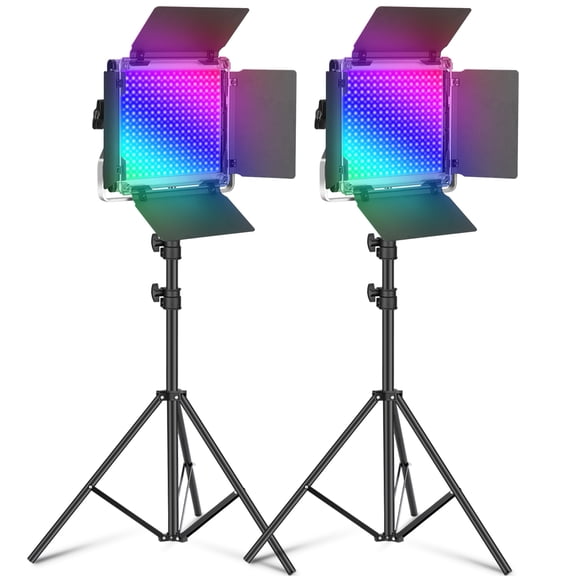 Neewer 2-Pack 660 PRO RGB LED Video Lights, App Control, 50W Bi-Color 360 Full Color, Tripod Stand for Streaming/Photography