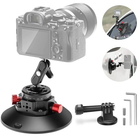 Neewer 6"19.3 Ounces Suction Cup Mount - Ball Head & Magic Arm, 1/4" & 3/8" ARRI Holes for Camera/Phone