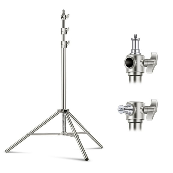 NEEWER 7.2ft Heavy Duty Light Stand - Stainless Steel, Spring Cushioned, 1/4" to 3/8" Adapter for Strobe/LED/Ring Lights