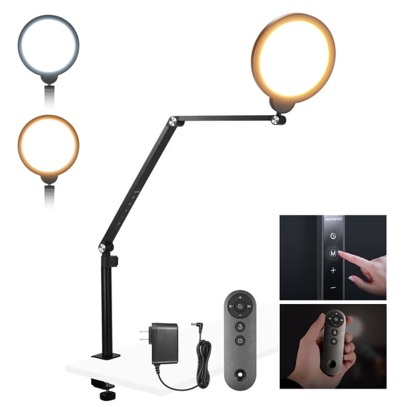 Neewer R18 18W 7" Desktop Ring Light with Stand & C-Clamp Arm, Full Screen LED, for Video Conference/Streaming/Makeup/Zoom