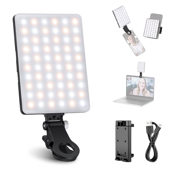 Neewer NL-60AI Clip-On Selfie Light, 60 LED, 2000mAh, CRI95+, 3 Modes, Portable for Phone/Tablet/Zoom/Tiktok