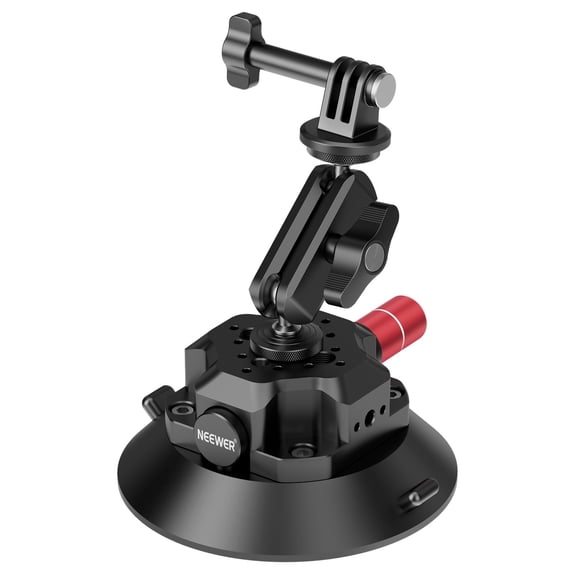 Neewer CA105 4.5" Suction Cup Mount - Ball Head Magic Arm w/ 1/4" & 3/8" Threads, Fits iPhone/DJI/Insta360 Cameras
