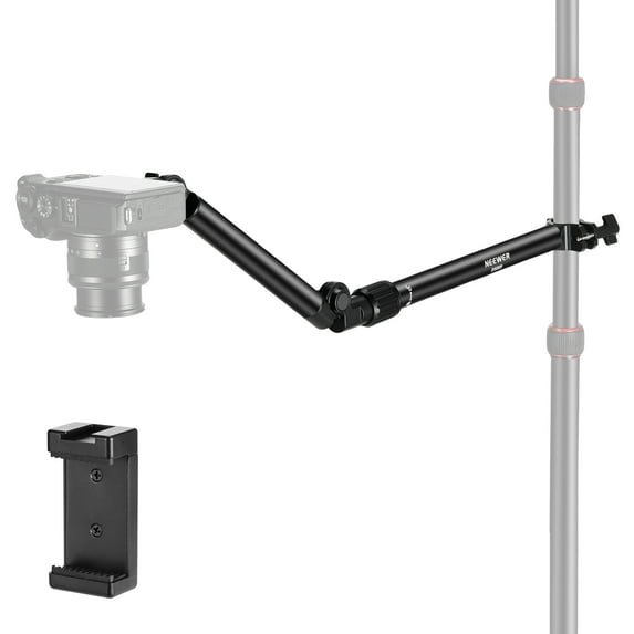 Neewer DS009 Overhead Mount Arm, 22"/56cm 180°&360° Flexible Arm For Camera, Light, Mic, 5.5lb Load, Fits 0.87"-1.1" Tube