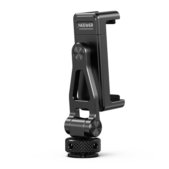 Neewer GA010 Metal Phone Tripod Mount, Cold Shoes, 1/4" Thread, 180° Tilt, 360° Rotation, Adjustable Clamp