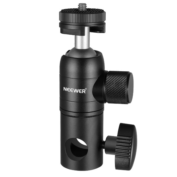Neewer Light Stand Mount Adapter: Cold Shoe & 1/4" Screw Mini Ball Head, 22lb Load for Ring Light/Camera/Monitor