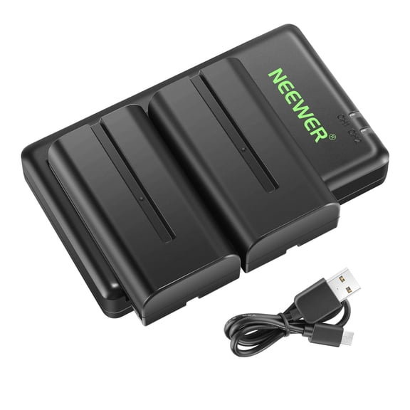 Neewer NP-F550 Charger Set (2-Pack), Compatible with NP-F970/F750/F770/F960/F570, for LED Light/Monitor/Camera Slider