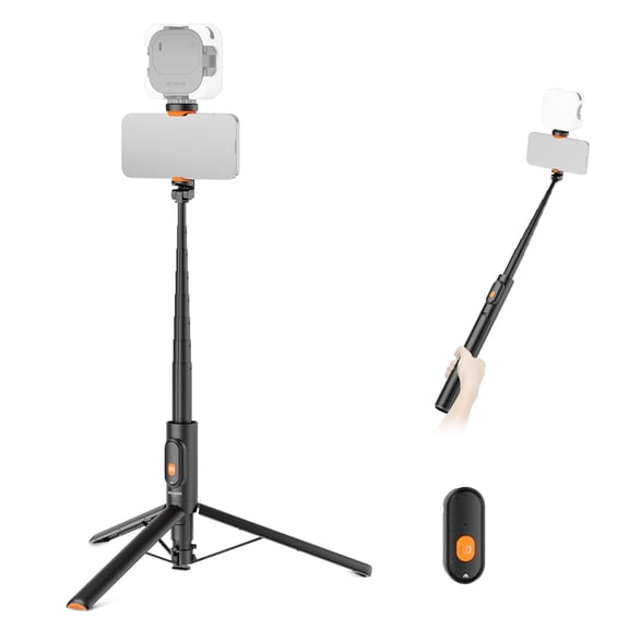 Neewer PA992 57.9" Selfie Stick Tripod - Metal w/Phone Holder & Remote for iPhone/Android, Black