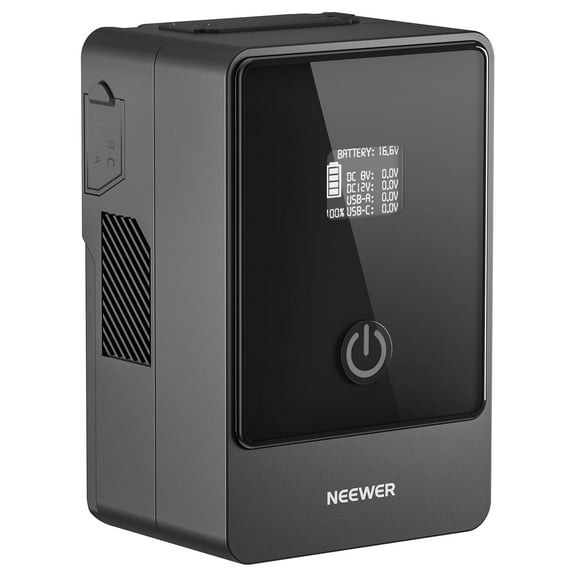 Neewer PS099E Black Mini V-Mount Battery - 99Wh, 65W PD, w/D-Tap/USB-C/A, for BMPCC 4K/6K/SmallRig