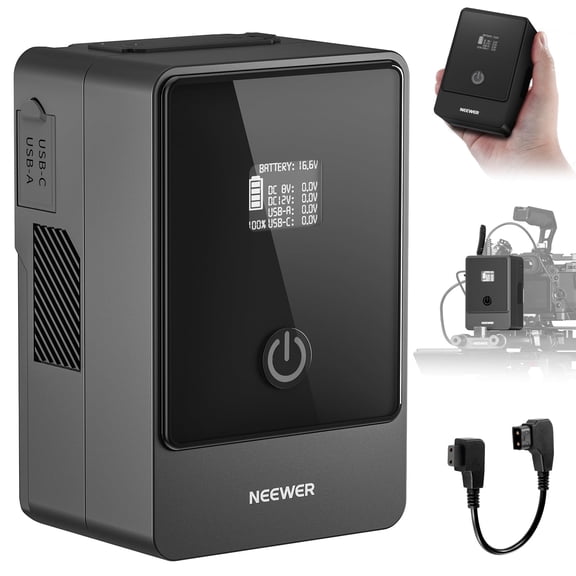 Neewer PS099F Mini V-Mount Battery, 6800mAh 99Wh, Two-Way 100W USB-C PD, 6 Ports/OLED, 2.5h Fast Charge