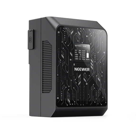 Neewer PS099S Mini V-Mount Battery - 99Wh, 100W PD, w/D-Tap/USB-C/A, APP Control, for BMPCC/Camcorders