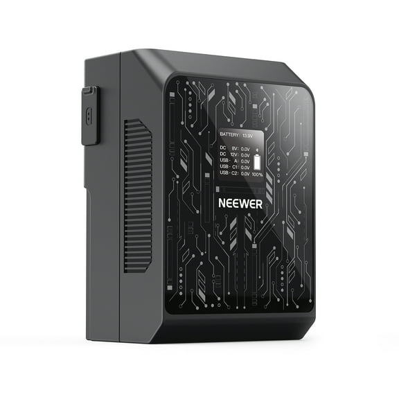 Neewer PS099S Mini V-Mount Battery - 99Wh, 100W PD, w/D-Tap/USB-C/A, APP Control, for BMPCC/Camcorders