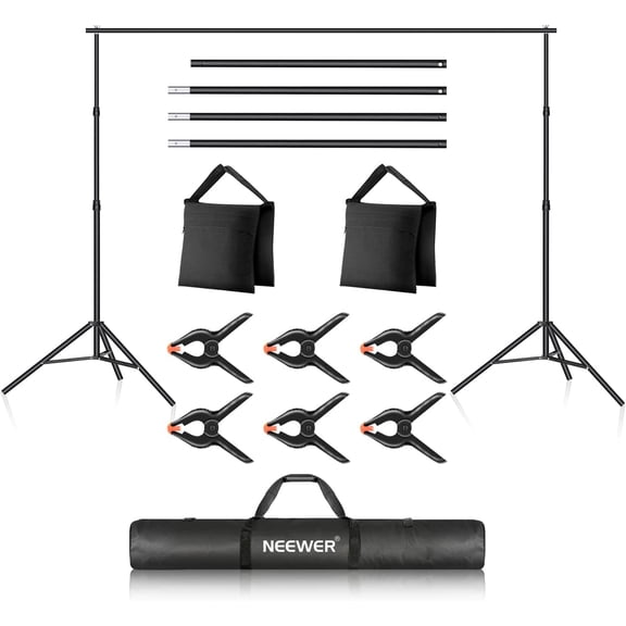 Neewer NK-ST0203 Photo Studio Backdrop Support System, 10x6.6ft Adjustable Aluminum Stand With 4 Crossbars & Accessories