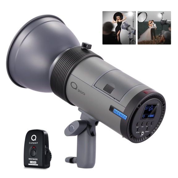 Neewer Q300 300Ws 2.4G Outdoor Studio Flash with Q Compact Wireless Trigger, 7800mAh Li ion Battery Powered Strobe Light Photography Cordless Monolight with 1000 Full Power Flash 0.4~2.5s Recycle