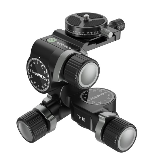 Neewer TH15 3-Way Geared Head - 360° Arca QR, 13.2lb Load, Dual Modes, for Precise Adjustments