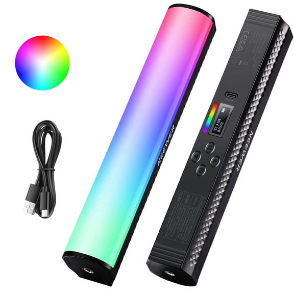 Neewer TL20C RGB Light Wand, 2500K-8500K CRI95+ LED Tube, 2550mAh Battery, 17 Light Scenes, Magnetic for Vlog/TikTok/YouTube