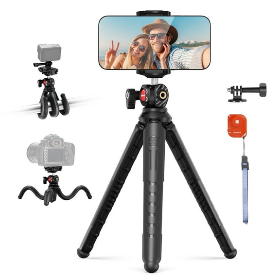 Neewer TP35 Mini Tripod - Flexible w/Remote, Phone & Action Camera Mount for iPhone/GoPro