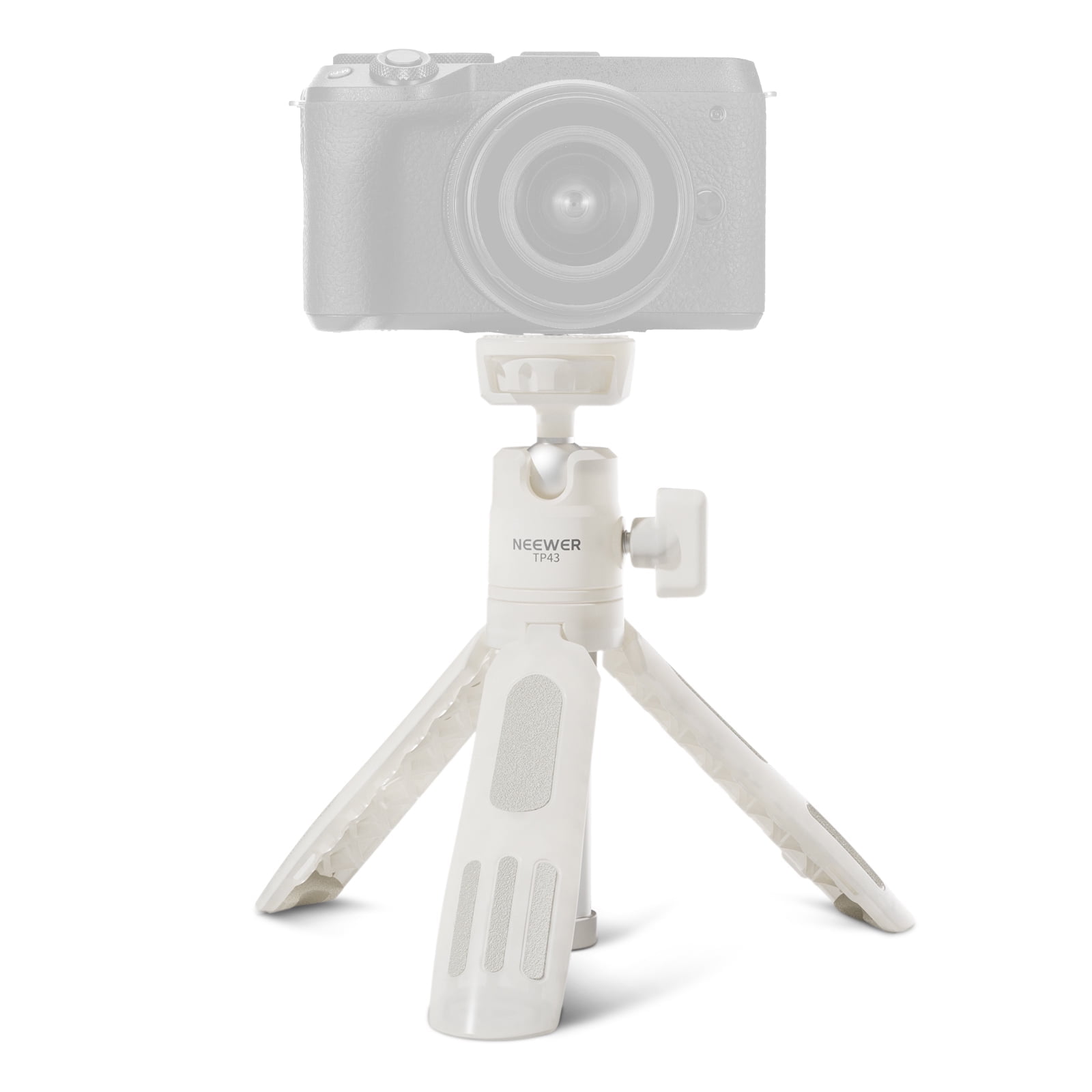 Neewer TP43 Mini Desktop Tripod - 360° Ball Head, for iPhone/GoPro/Insta360/DJI, Metal Stand for Webcam/Vlogging (White)