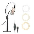 thumbnail image 1 of Neewer Table Top 10-inch USB LED Ring Light, Video Conference Lighting for Zoom Call Meeting/Remote Working/Self Broadcast/YouTube/TikTok/Live Stream, 3200K-5600K/3 Light Modes/Phone Holder, 1 of 3
