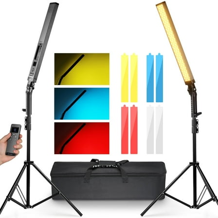 Neewer BH20B 2-Pack LED Light Sticks - Dimmable 3200K~5600K w/Remote & Stands for Video/Photography